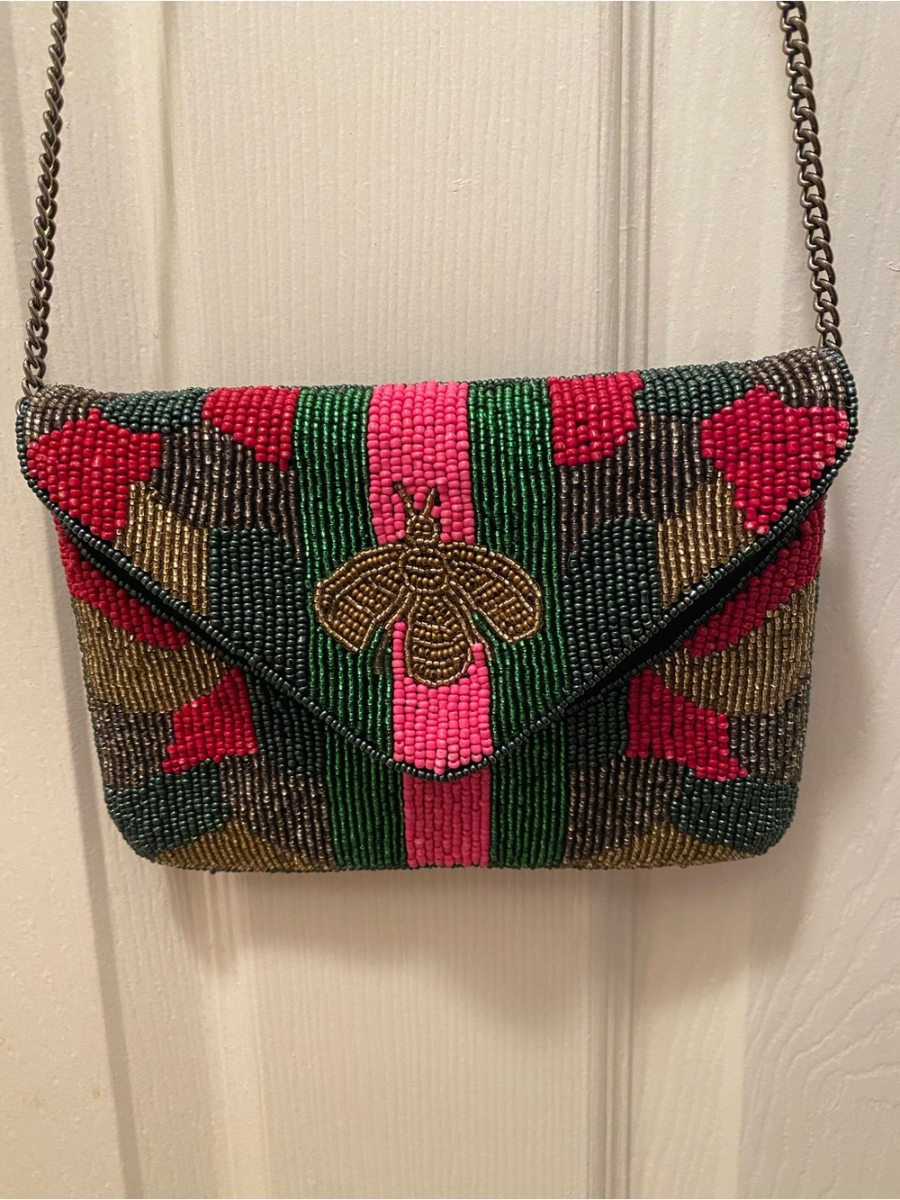 Shirdee Hand Beaded Queen Bee Convertible Crossbody Clutch Bag